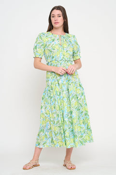 Citrus Splash Maxi Dress - Lush Lemon - Women&