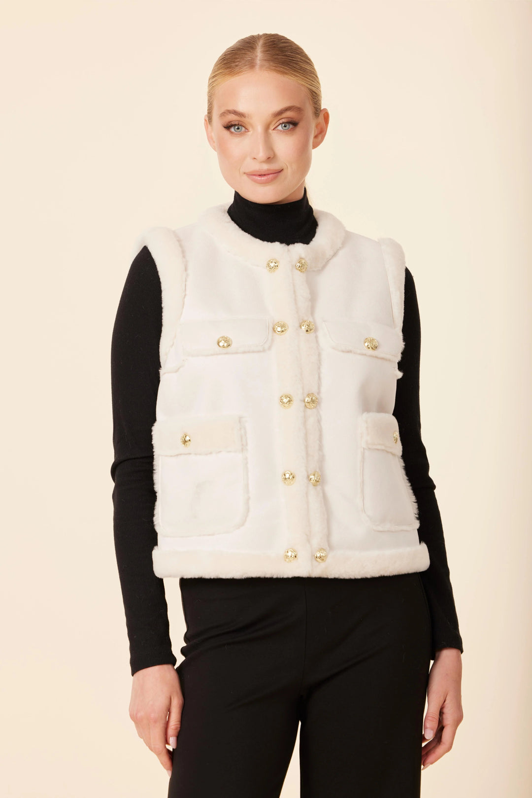 Coco Faux Shearling Vest - Lush Lemon - Women's Clothing - Dolce Cabo - 83186601001149