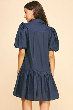 Collared Tiered Mini Dress - Lush Lemon - Women&