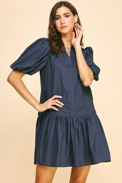 Collared Tiered Mini Dress - Lush Lemon - Women&