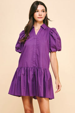 Collared Tiered Mini Dress - Lush Lemon - Women&