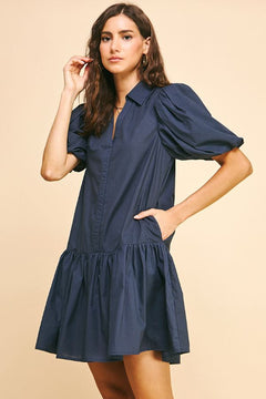 Collared Tiered Mini Dress - Lush Lemon - Women&