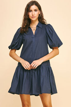 Collared Tiered Mini Dress - Lush Lemon - Women&