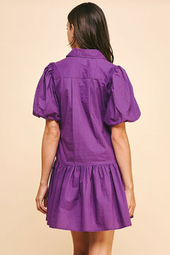 Collared Tiered Mini Dress - Lush Lemon - Women&