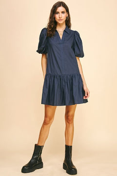 Collared Tiered Mini Dress - Lush Lemon - Women&