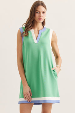 Color Block Sleeveless Shift Dress - Lush Lemon - Women&