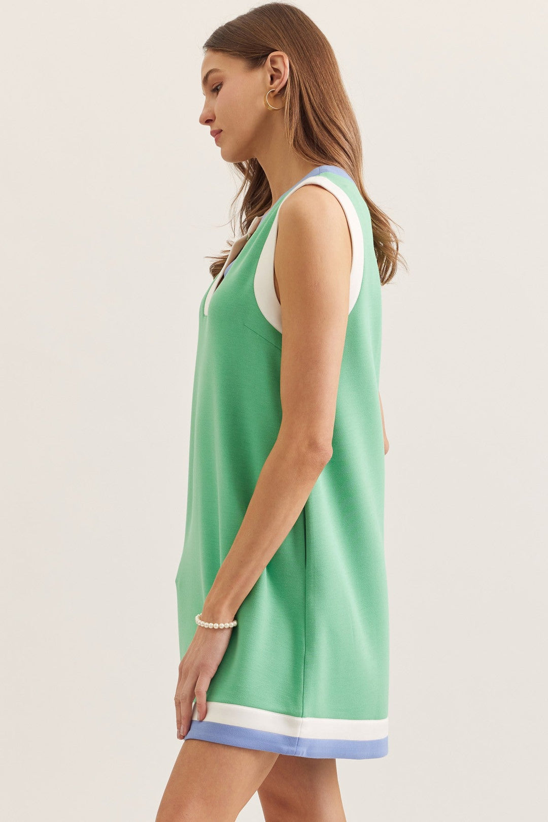 Color Block Sleeveless Shift Dress - Lush Lemon - Women's Clothing - Entro - 58170461076285