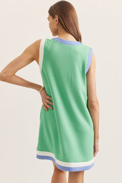 Color Block Sleeveless Shift Dress - Lush Lemon - Women&