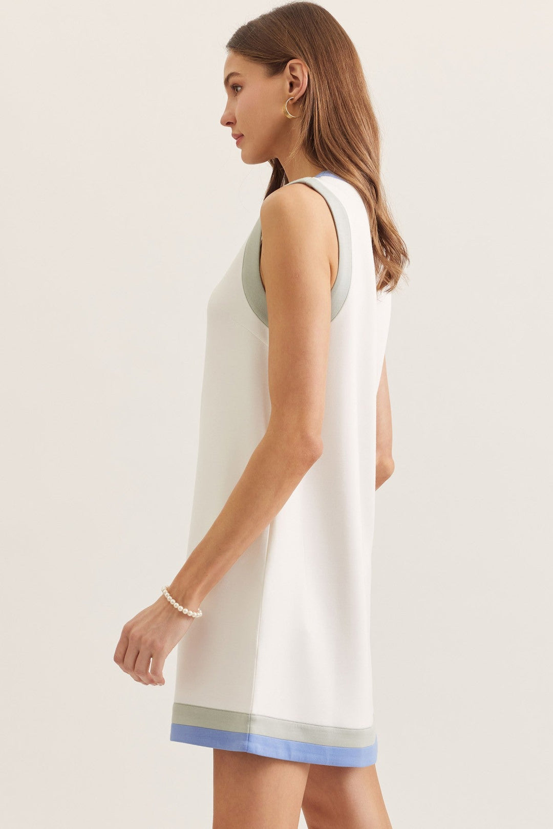 Color Block Sleeveless Shift Dress - Lush Lemon - Women's Clothing - Entro - 58170461374589