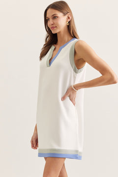 Color Block Sleeveless Shift Dress - Lush Lemon - Women&