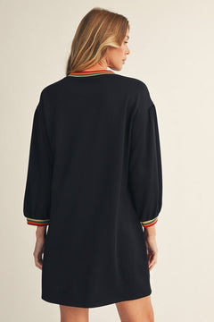 Color Trim Sweatshirt Dress - Lush Lemon - Women&