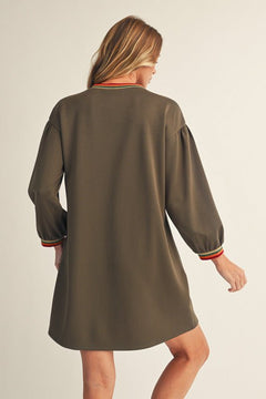 Color Trim Sweatshirt Dress - Lush Lemon - Women&