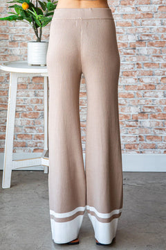 Contrast Hem Ribbed Knit Set - Lush Lemon - Women&