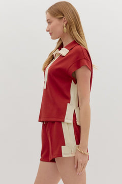 Contrast Zip Knit Top W/Side Slits - Lush Lemon - Women&
