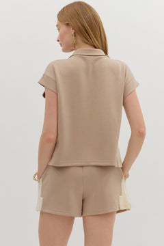 Contrast Zip Knit Top W/Side Slits - Lush Lemon - Women&