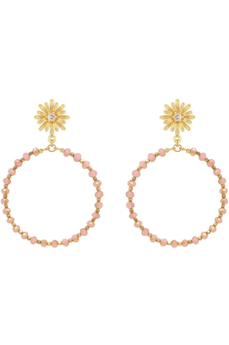 Crystal Beaded Circle Earrings - Lush Lemon - Women's Accessories - Whats Hot Jewelry - 44083901094493