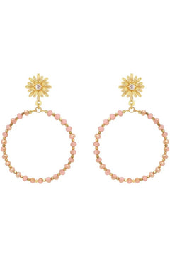 Crystal Beaded Circle Earrings - Lush Lemon - Women&