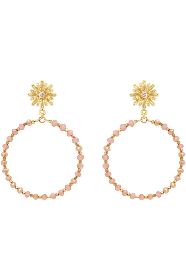 Crystal Beaded Circle Earrings - Lush Lemon - Women's Accessories - Whats Hot Jewelry - 44083901094493