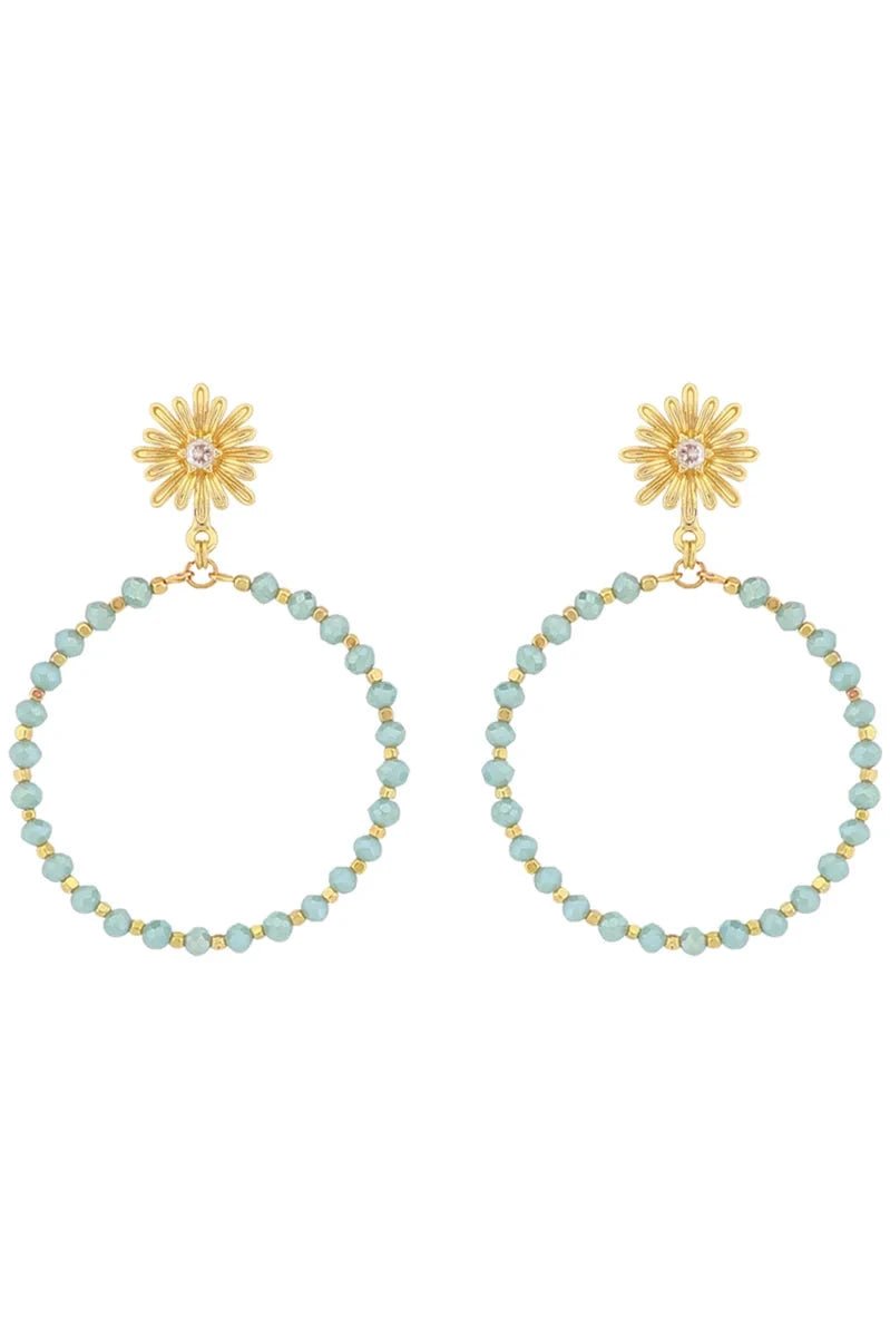 Crystal Beaded Circle Earrings - Lush Lemon - Women's Accessories - Whats Hot Jewelry - 44083901127261