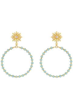 Crystal Beaded Circle Earrings - Lush Lemon - Women&