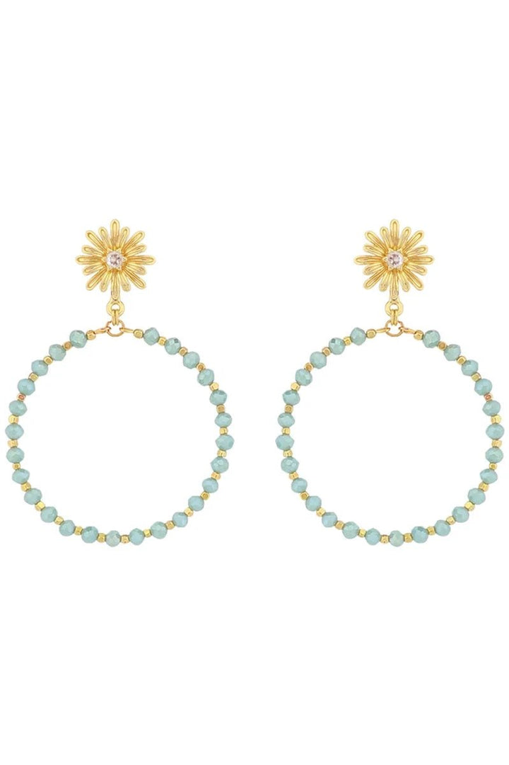 Crystal Beaded Circle Earrings - Lush Lemon - Women's Accessories - Whats Hot Jewelry - 44083901127261