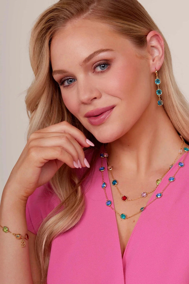 Crystal Chain Drop Earring - Lush Lemon - Women's Accessories - Zenzii - 54497841522589