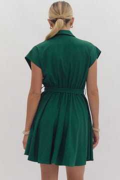 Crystal Embellished Belted Mini Dress - Lush Lemon - Women&