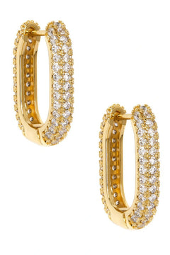 Crystal U-Shape Huggie Earring - Lush Lemon - Women&
