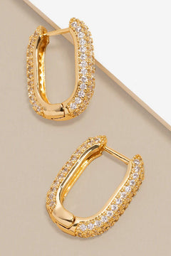Crystal U-Shape Huggie Earring - Lush Lemon - Women&