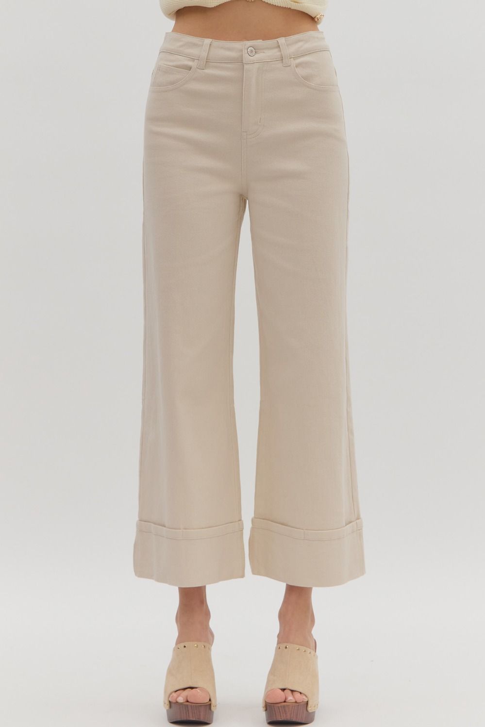 Cuffed Stretch Ankle Pant - Lush Lemon - Women's Clothing - Entro - 35233881068477