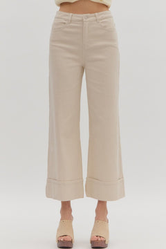 Cuffed Stretch Ankle Pant - Lush Lemon - Women&