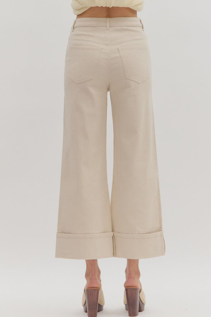 Cuffed Stretch Ankle Pant - Lush Lemon - Women's Clothing - Entro - 35233881068477