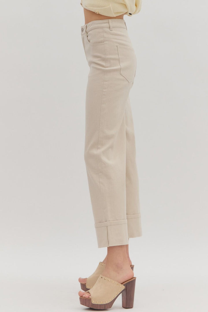 Cuffed Stretch Ankle Pant - Lush Lemon - Women's Clothing - Entro - 35233881068477