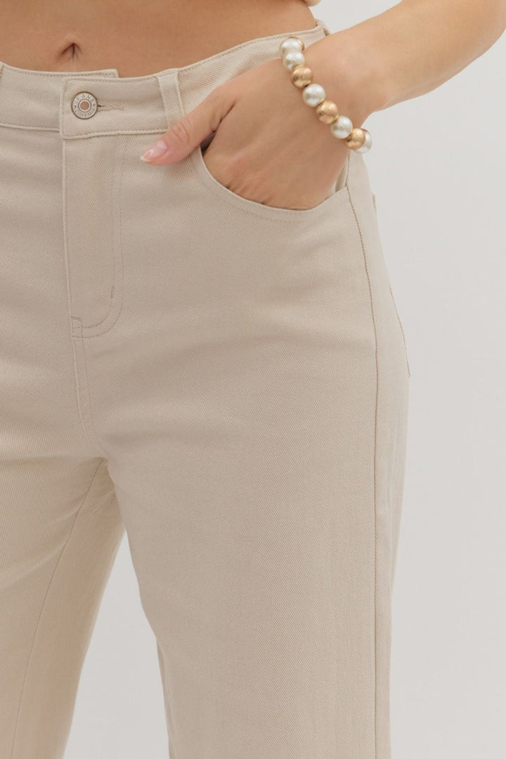 Cuffed Stretch Ankle Pant - Lush Lemon - Women's Clothing - Entro - 35233881068477