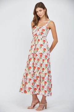 Cut Out Tie Front Maxi Dress - Lush Lemon - Women&