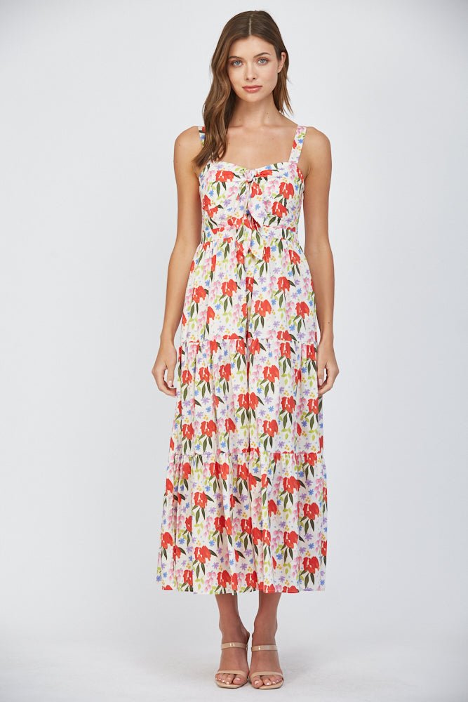 Cut Out Tie Front Maxi Dress - Lush Lemon - Women's Clothing - Fate By LFD - 28109251025949