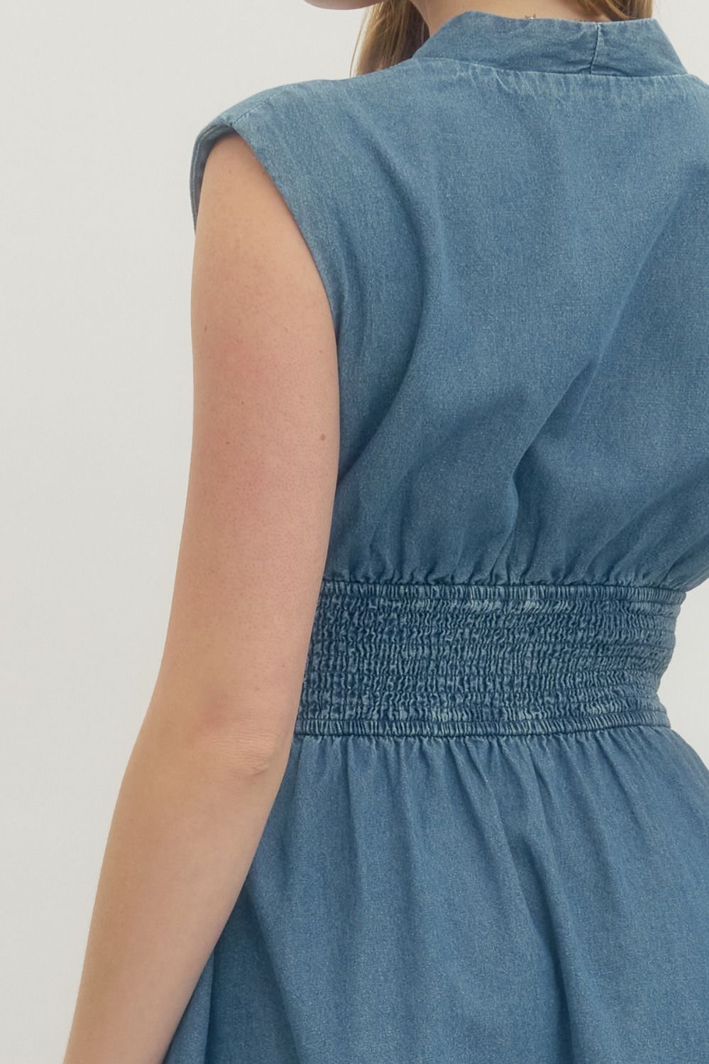 Denim Zip Front Mini Dress - Lush Lemon - Women's Clothing - Entro - 52882091312573