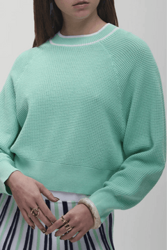 Deuce Dolman Waffle Knit Top - Lush Lemon - Women&