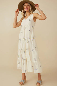 Ditsy Floral Tiered Dress W/ V Neck - Lush Lemon - Women&