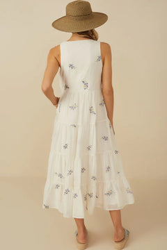 Ditsy Floral Tiered Dress W/ V Neck - Lush Lemon - Women&