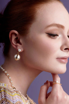 Dual Pearl Drop Earring - Lush Lemon - Women&