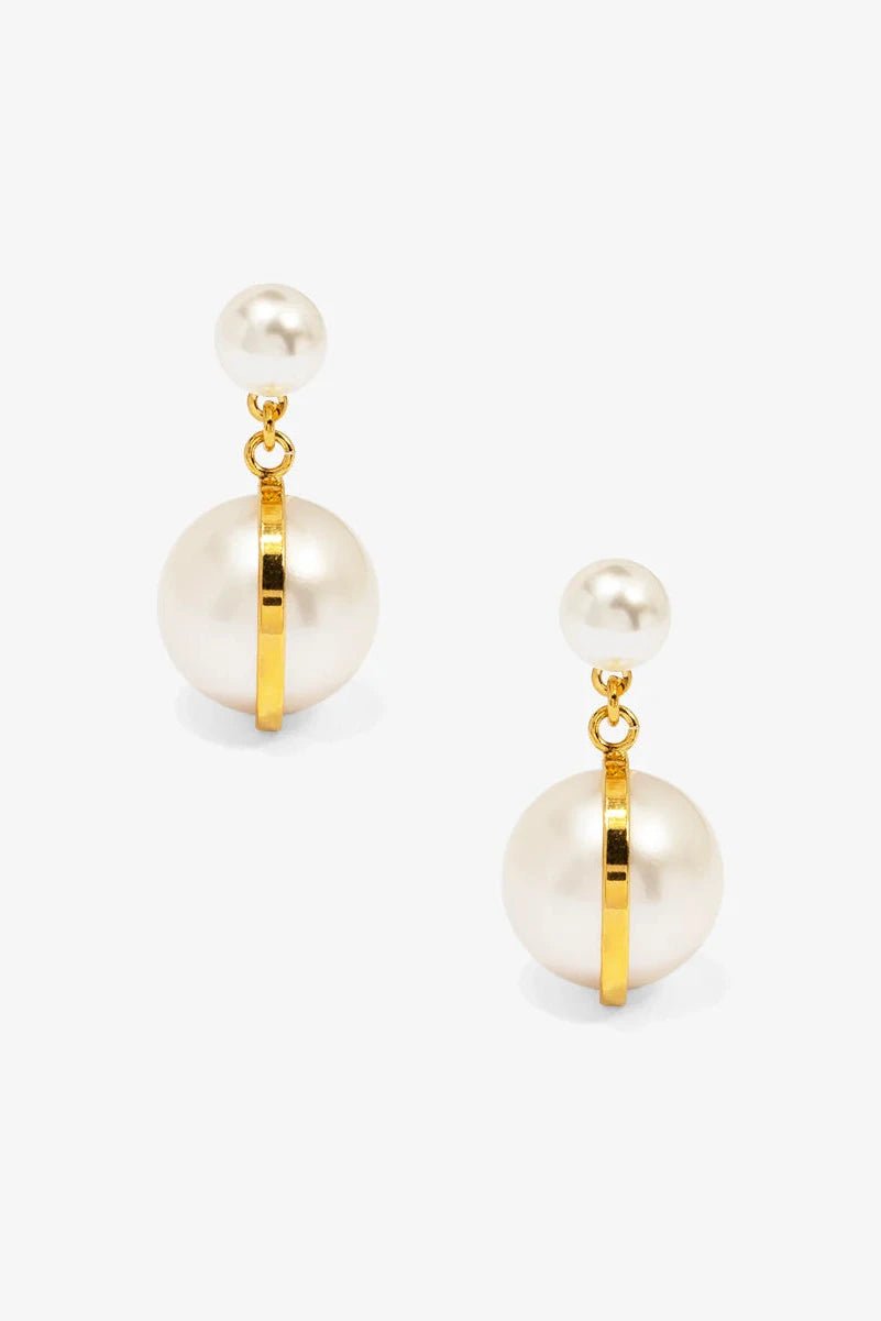 Dual Pearl Drop Earring - Lush Lemon - Women's Accessories - VIOROO - 85686001030717