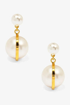 Dual Pearl Drop Earring - Lush Lemon - Women&