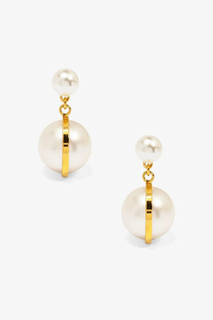 Dual Pearl Drop Earring - Lush Lemon - Women's Accessories - VIOROO - 85686001030717