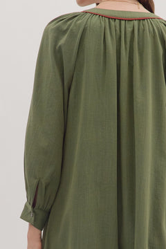 Embroidered Floral Maxi Dress W/Contrast Trim - Lush Lemon - Women&