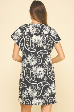 Embroidered Floral Mini Dress - Lush Lemon - Women&