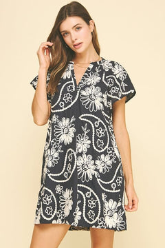 Embroidered Floral Mini Dress - Lush Lemon - Women&