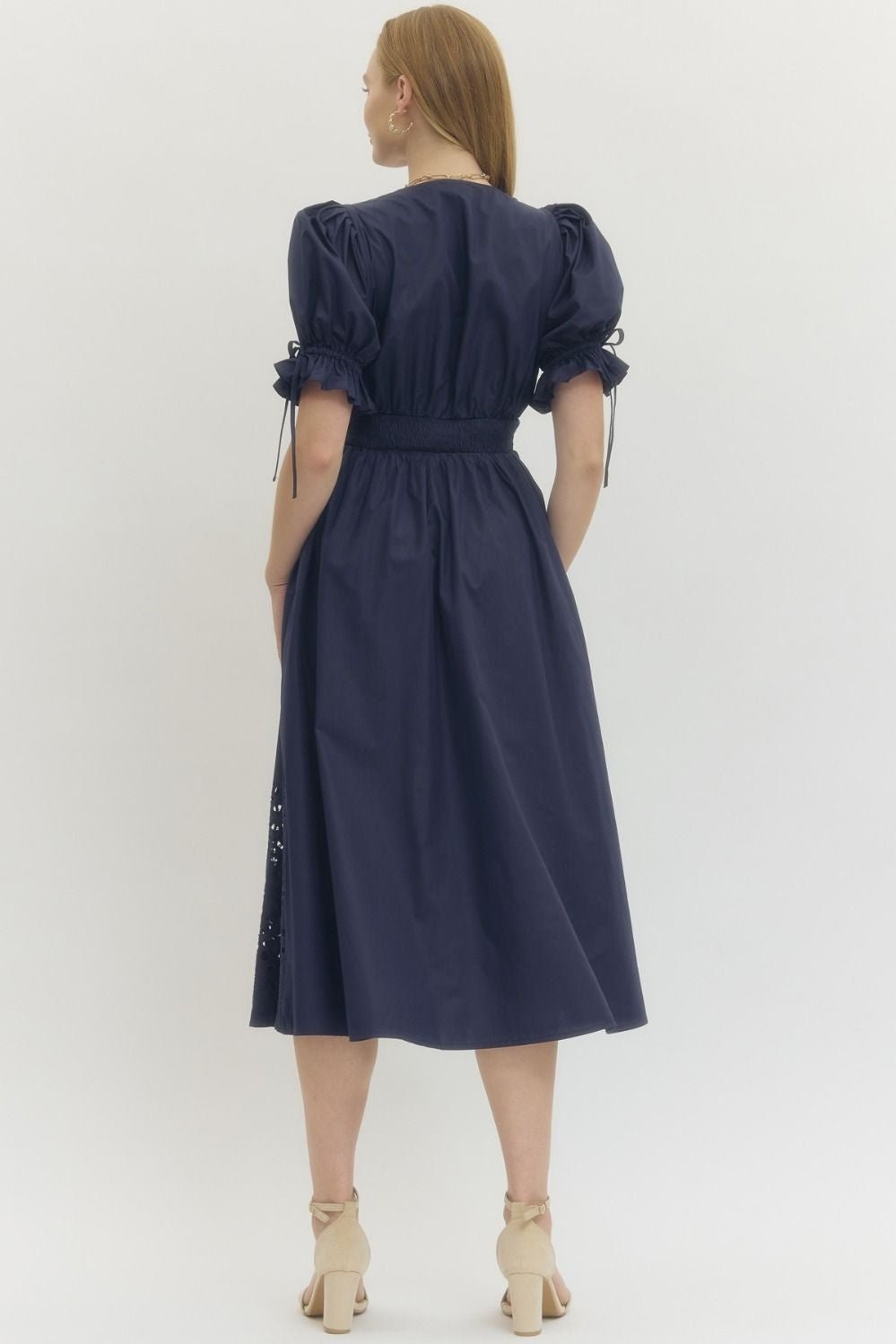 Embroidered Hem Zip Front Midi Dress - Lush Lemon - Women's Clothing - Entro - 
