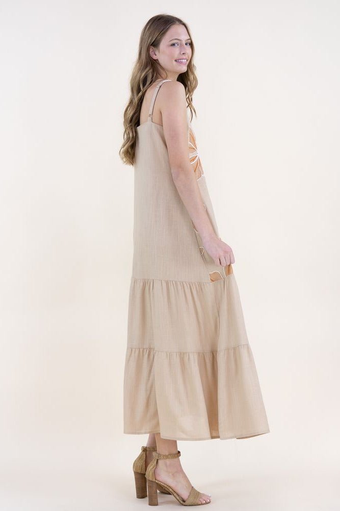 Embroidered Petals Tiered Maxi Dress - Lush Lemon - Women's Clothing - Original - 62273471084061