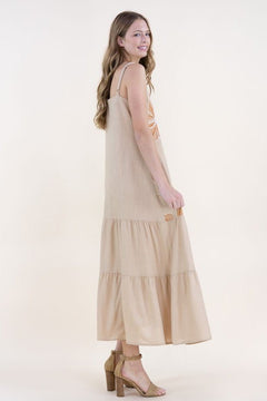 Embroidered Petals Tiered Maxi Dress - Lush Lemon - Women&